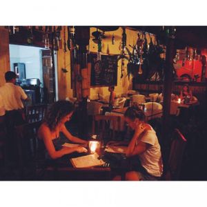 The beautiful outdoor-seating by night (: at Pita Pita in El Pizzaiole in Granada