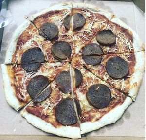 Hand made vegan pizza at Norwich Vegans in Norwich