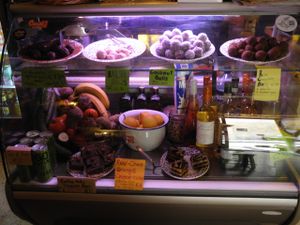 Dessert case at Gugar in Valletta