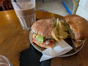 Vegan ftira and chocolate shake at Gugar in Valletta