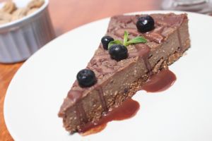 Cheesecake RAW, vegan and really helthy!
cacao, pited dates, honey and cashews!! at Siembra in Lima