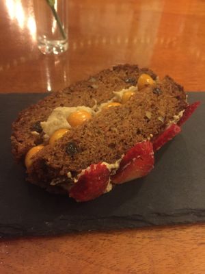 Carrot cake with aguaymanto at Siembra in Lima