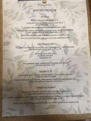 Winter menu 2018 at Siembra in Lima