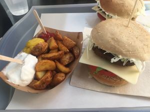 Very nice burger and delicious country potatoes! at Burger Mel - Benavides in Tenerife