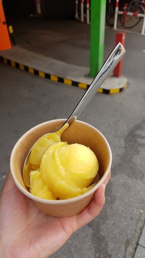 Vegan sorbet during summer at Lost Weekend in Munich