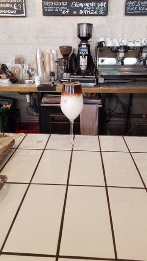 Iced coconut coffee at Lost Weekend in Munich