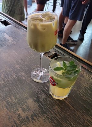 Matcha Latte Saltet Caramel, Apfelschorle at Lost Weekend in Munich