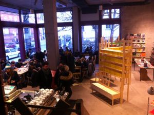 Coffee bar and bookstore at Lost Weekend in Munich