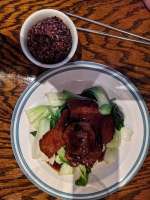 Black pepper seitan with bok choy at LuAnne's Wild Ginger in New York City