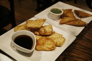 Curry Samosas, Yam and Taro Tempura at LuAnne's Wild Ginger in New York City