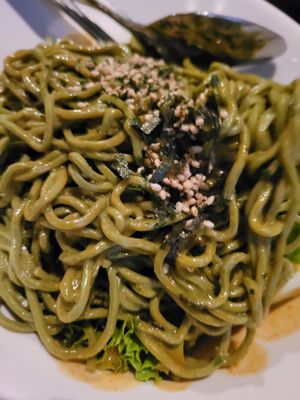 Cold soba green tea noodles with peanut and sesame... Nice 😋 at LuAnne's Wild Ginger in New York City