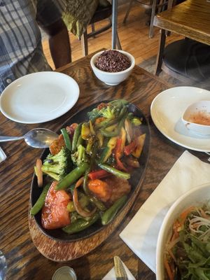 Black bean sizzling soy cutlet platter   at LuAnne's Wild Ginger in New York City