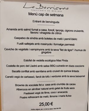 Set menú at La Barricona in Ripoll