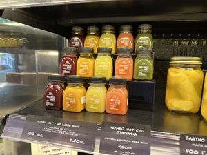 Nice selection of fruit shots    at Green Deli Cafe - Rakovski in Sofia