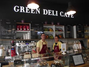 Food Bar and Cash desk at Green Deli Cafe - Rakovski in Sofia