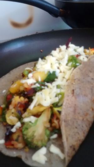 Creepes distintos cada dia, con hummus de distintos granos. at Namaste Restaurant in Guatape