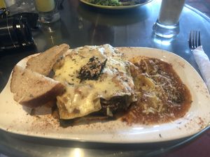 Massive Veggie Lasagne (can also be ordered vegan) at Namaste Restaurant in Guatape