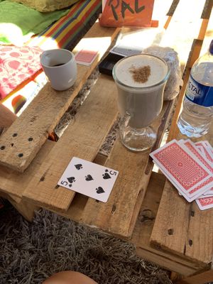 Chai (they also have cards and some other games)  at Namaste Restaurant in Guatape