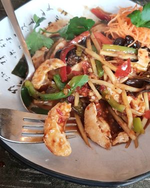 vegan prawns Yüxiang style 鱼香大虾 #Veganuary at Tianfuzius in Berlin