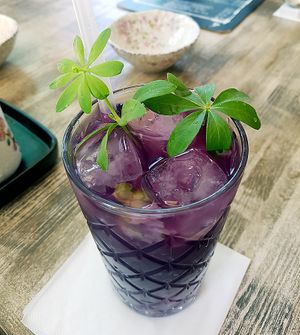 Refreshing drink with rose and woodruff at Tianfuzius in Berlin