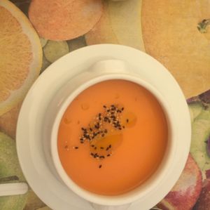 Peach Gaspacho at Vegetalia - Gotico in Barcelona