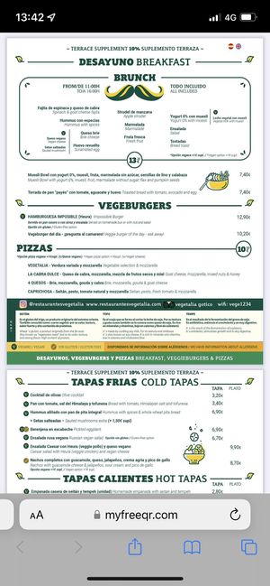 Menu July 2022  at Vegetalia - Gotico in Barcelona