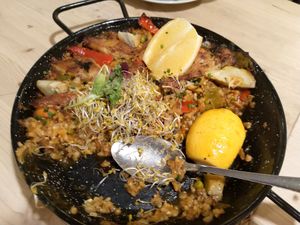 Heura paella at Vegetalia - Gotico in Barcelona