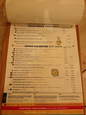 Menu tapas at Vegetalia - Gotico in Barcelona