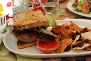 ordered one of their vegan burgers and it was absolutely amazing!  at Vegetalia - Gotico in Barcelona