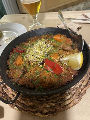 Paella vegetal de arroz integrall  at Vegetalia - Gotico in Barcelona