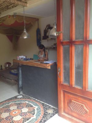 Espresso bar at United Falafel Organization in Vilcabamba