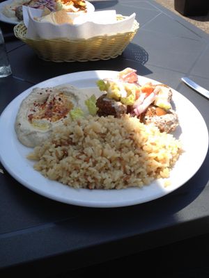 Delicious falafel, hummus and rice at The Kasbah in Niagara Falls
