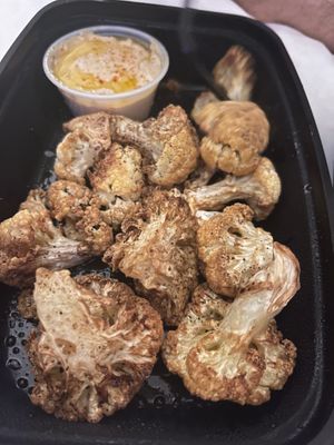 Cauliflower with hummus was so flavourful and delicious at The Kasbah in Niagara Falls