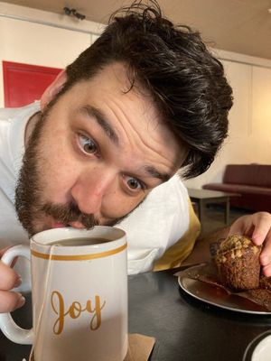 vegan muff and herby tea   at Mahtay Cafe in St Catharines