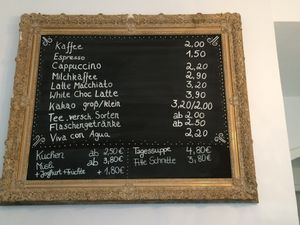 Menu of drinks at Pennycakes in Cologne