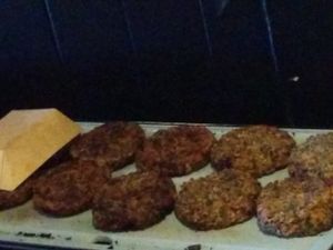 Grilling burgers at Vegan Vortex spring market.
 at Amazing Kale Burger in Evanston