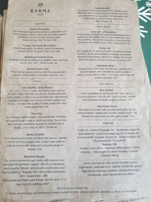 Menu. Dec 2020 at Karma Kafe in Koh Phangan