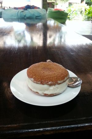 GF, Vegan ice cream sandwich. Coconut ice cream and ginger cookies.  at Karma Kafe in Koh Phangan