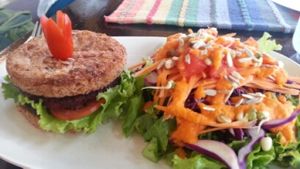 beet burger at Karma Kafe in Koh Phangan