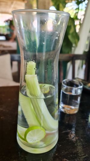 Complimentary cucumber water  #Veganuary at Karma Kafe in Koh Phangan