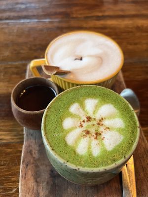 Oat matcha and mocha  at Karma Kafe in Koh Phangan