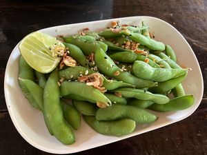 Edamame appetiser  at Karma Kafe in Koh Phangan