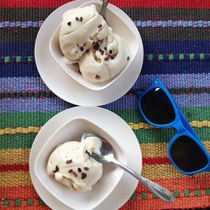 Coconut ice cream with cacao nibs  at Karma Kafe in Koh Phangan