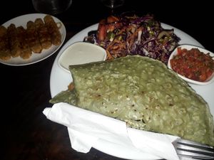 Amazing burrito with side portion of tempeh at Karma Kafe in Koh Phangan