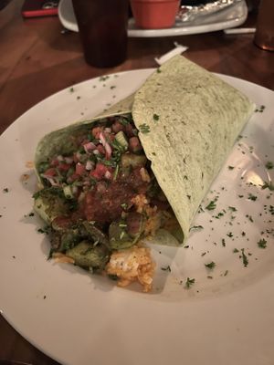 Vegan burrito with cilantro-lime potatoes  at Luna Maya in Norfolk