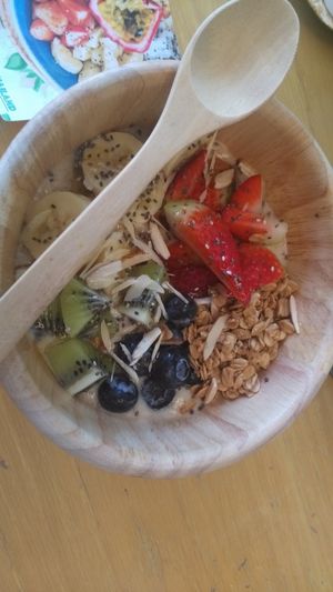 Super bowl almond milk at Juice Queen in Koh Samui