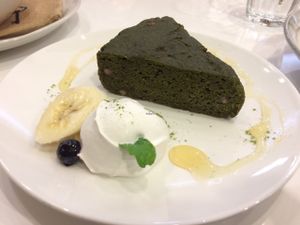 Matcha cake at Maaru Organic Cafe in Himeji