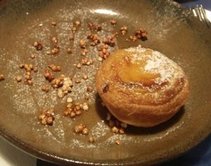 Apple crumble - pastéis de nata - chocolate mousse  at Lupin Restaurante Vegetariano in Porto