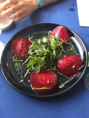 Rawvioli - beetroot and cashew cheese at Lupin Restaurante Vegetariano in Porto