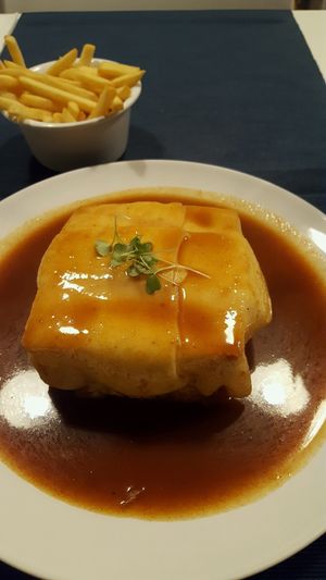 francesinha at Lupin Restaurante Vegetariano in Porto